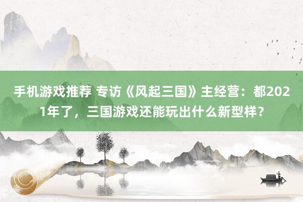 手机游戏推荐 专访《风起三国》主经营：都2021年了，三国游戏还能玩出什么新型样？