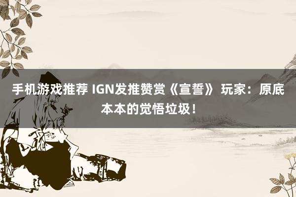 手机游戏推荐 IGN发推赞赏《宣誓》 玩家：原底本本的觉悟垃圾！